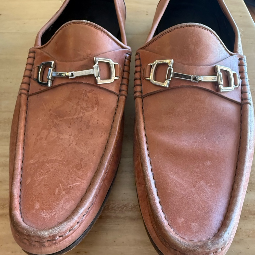 Gucci Men's Cognac Leather Bit Slip-On Loafers - Picture 2 of 7